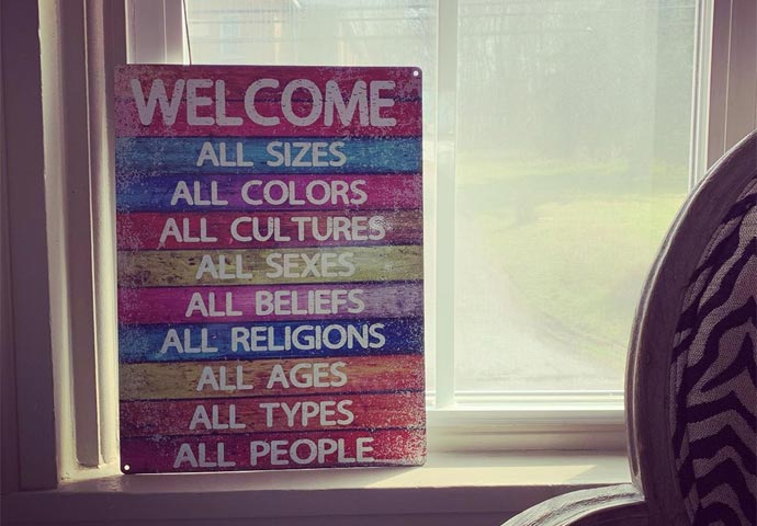 All are welcome sign