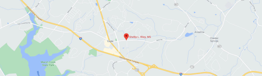 map of Shelby Riley, LMFT & Associates office location in Chester Springs, PA
